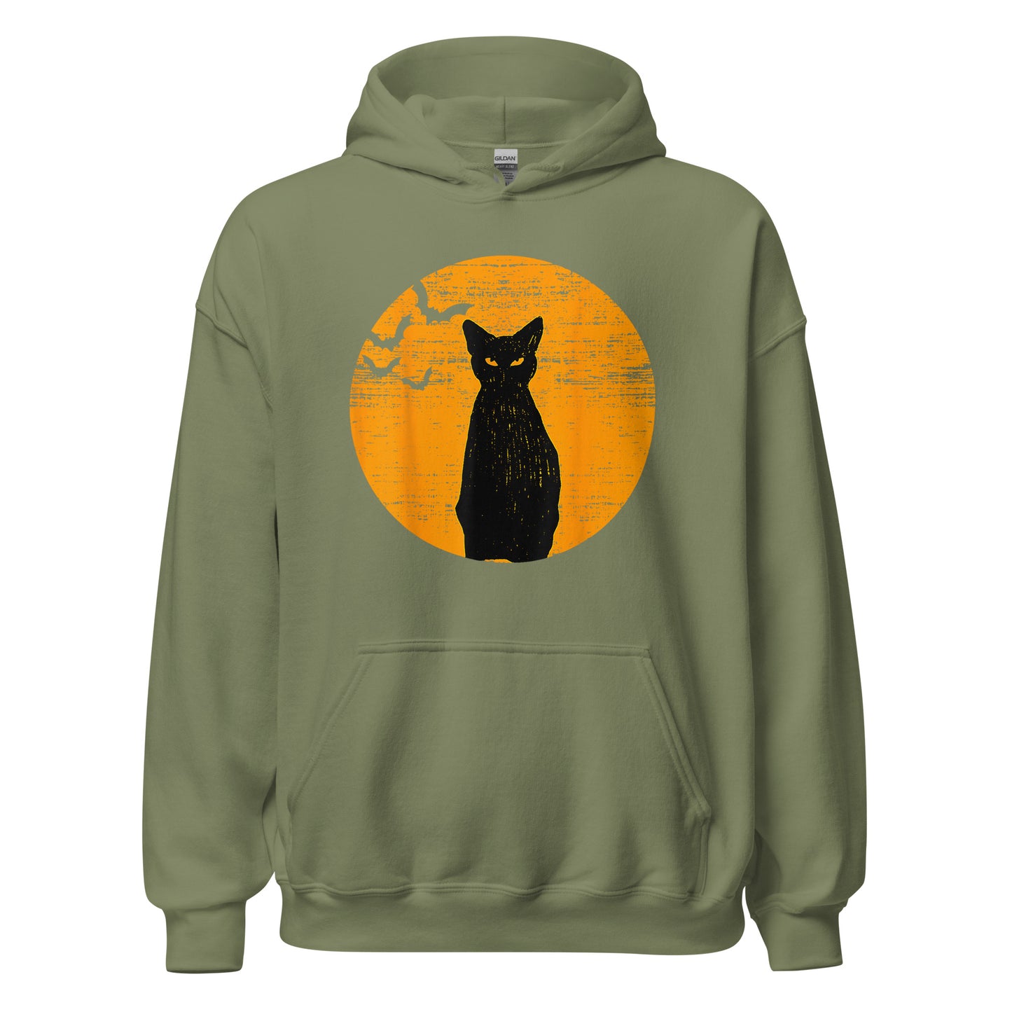 Unisex Hoodie Vintage Black Cat Moon