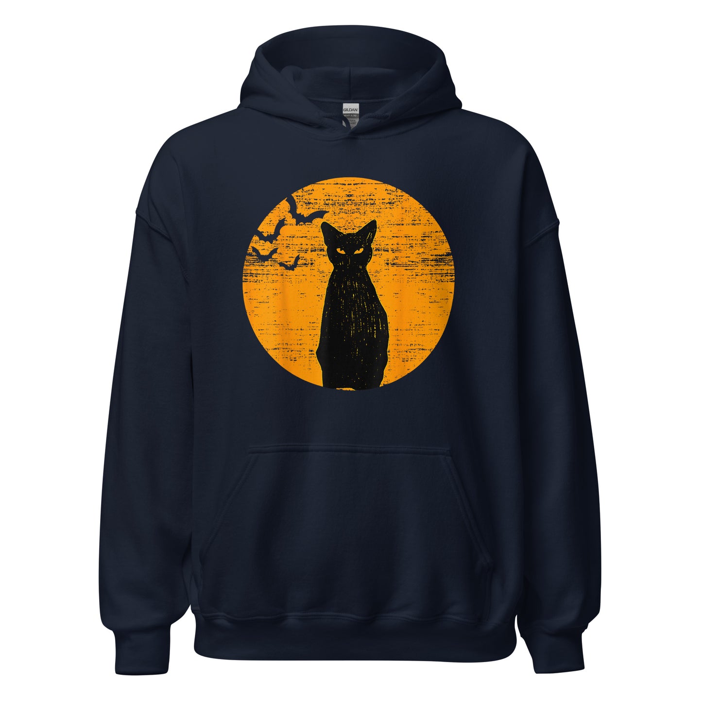 Unisex Hoodie Vintage Black Cat Moon