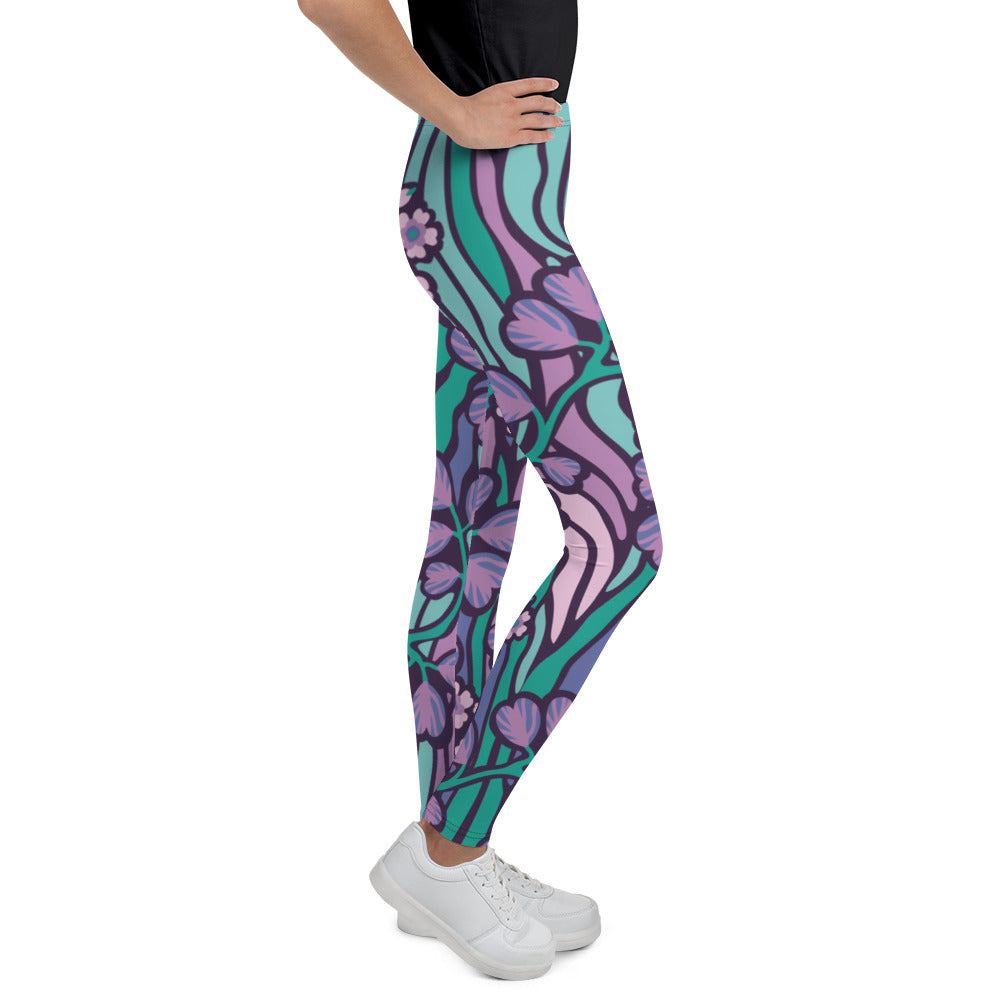 Big Kid's Leggings Purple Floral