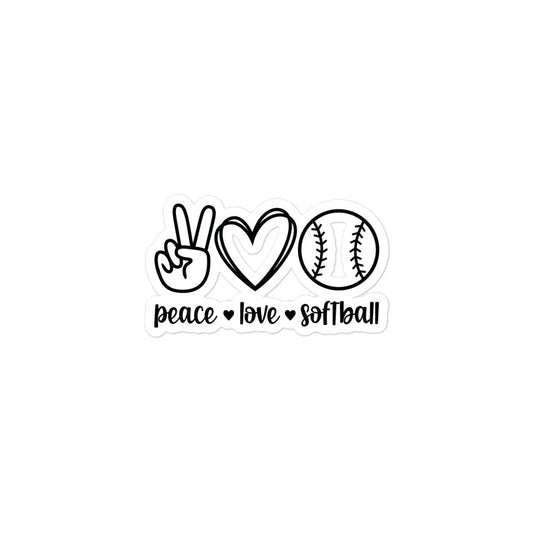 Bubble Free Stickers Peace Love Softball