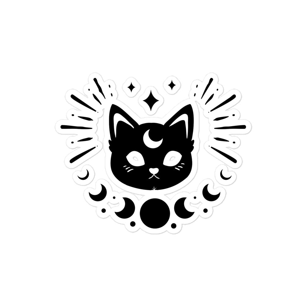 Bubble Free Stickers Lunar Phase Black Cat