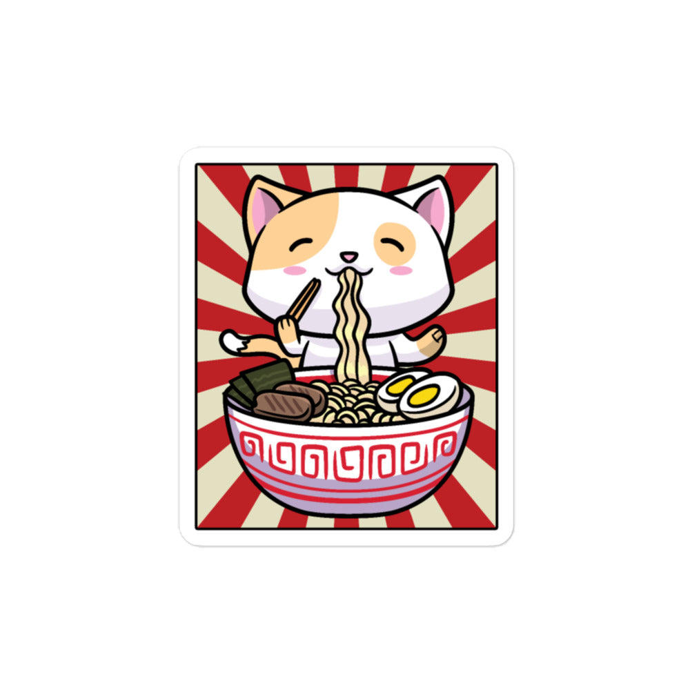 Bubble Free Stickers Ramen Cat