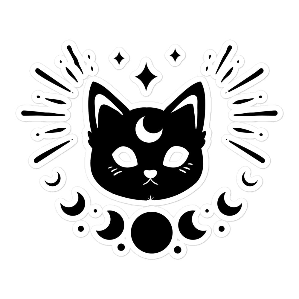 Bubble Free Stickers Lunar Phase Black Cat