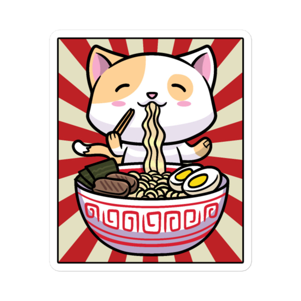 Bubble Free Stickers Ramen Cat