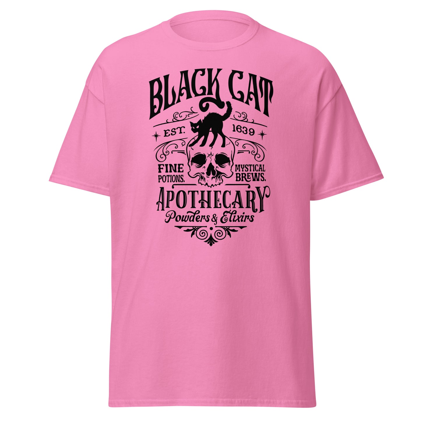 Unisex Short Sleeve Tee Black Cat Apothecary Black Ink