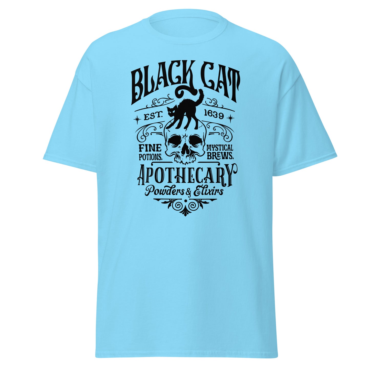 Unisex Short Sleeve Tee Black Cat Apothecary Black Ink