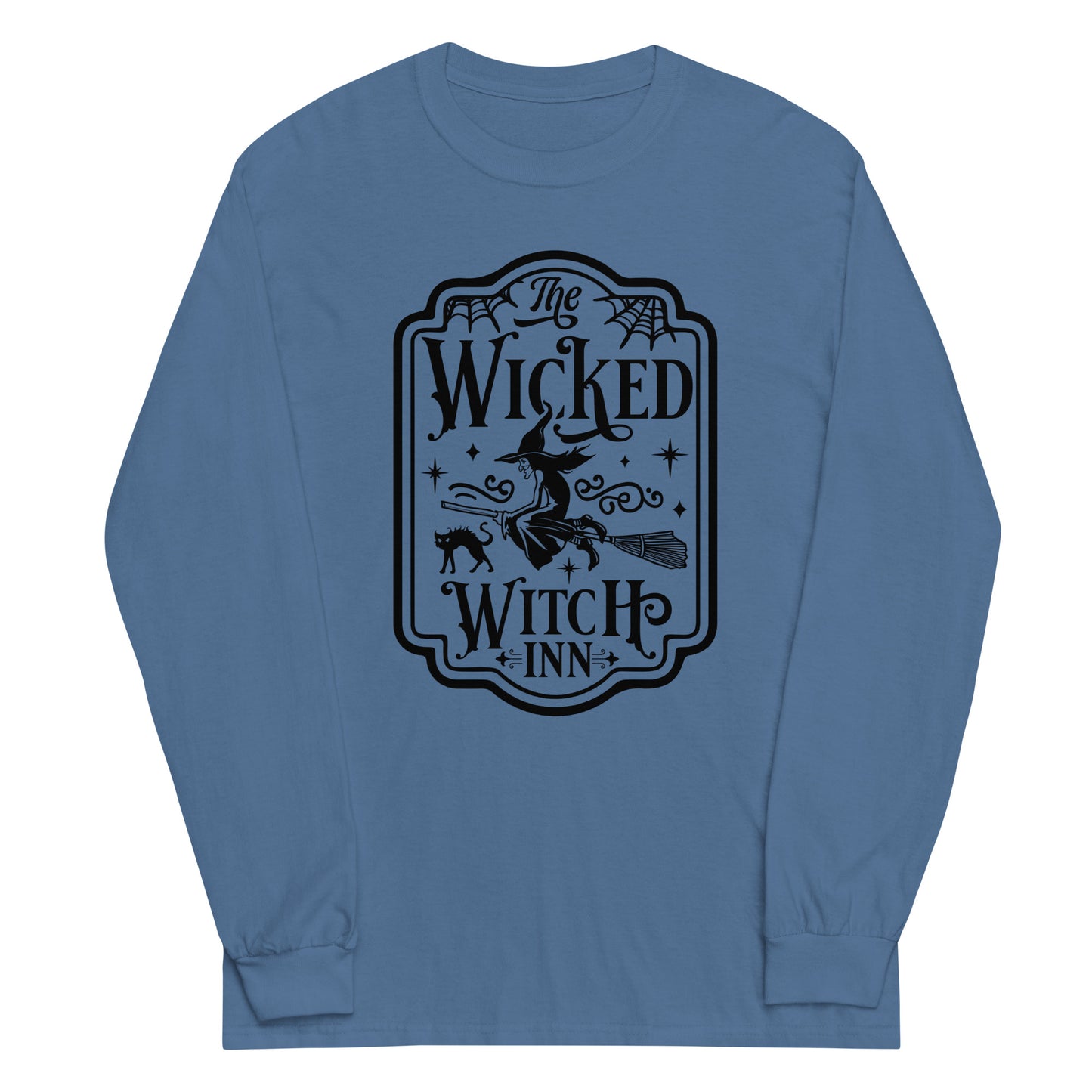 Unisex Long Sleeve Tee Wicked Witch Inn Black Ink