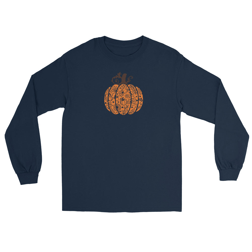 Unisex Long Sleeve Tee Swirly Pumpkin