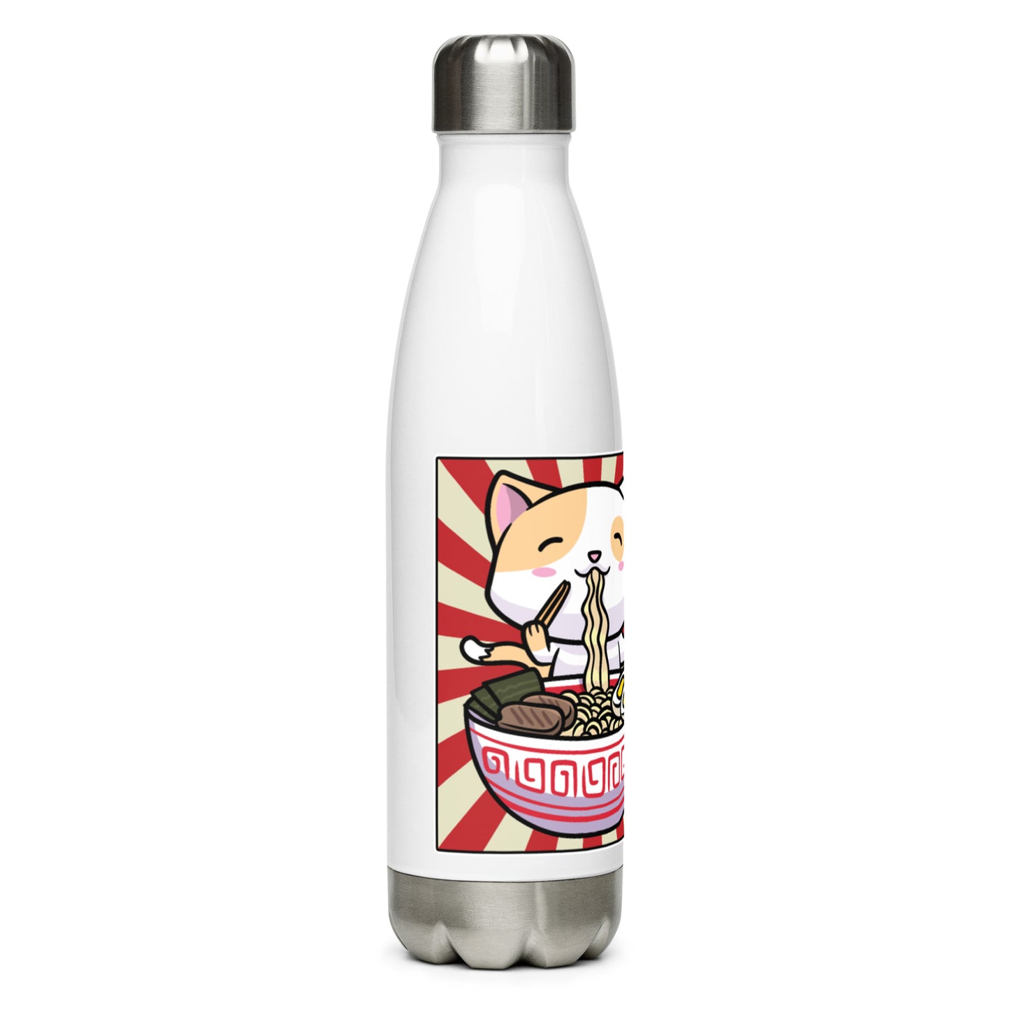 Stainless Steel Water Bottle Kawaii Ramen Cat