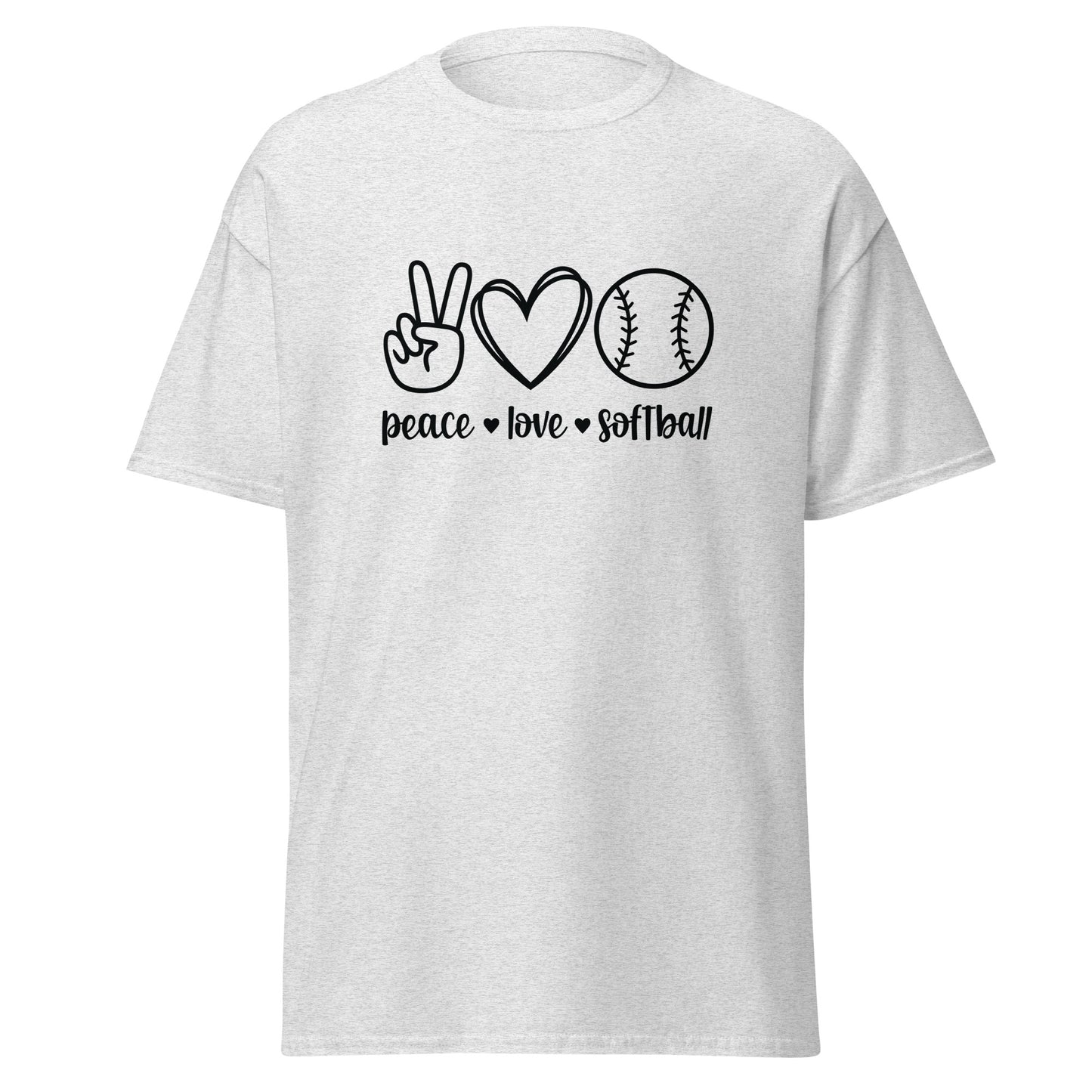 Unisex Short Sleeve Tee Peace Love Softball