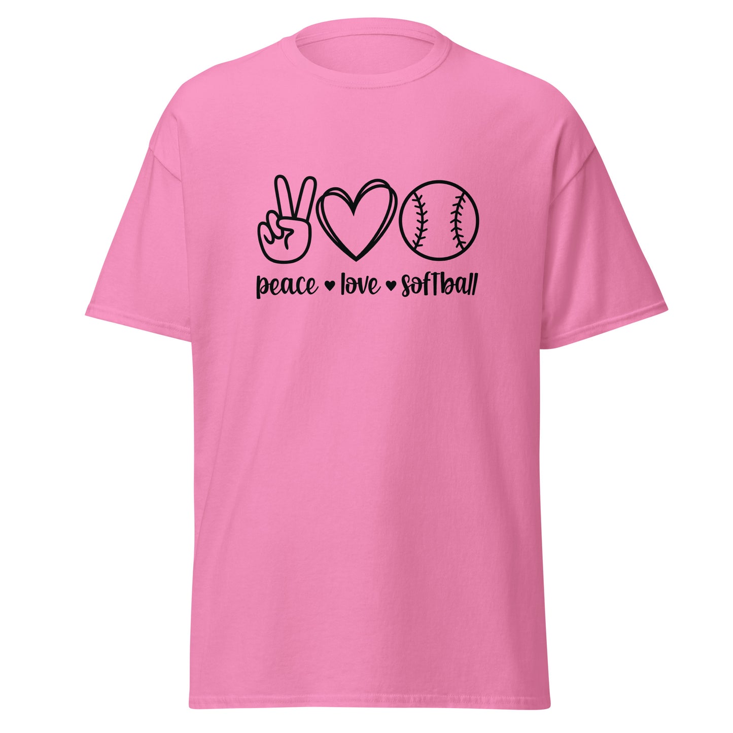 Unisex Short Sleeve Tee Peace Love Softball