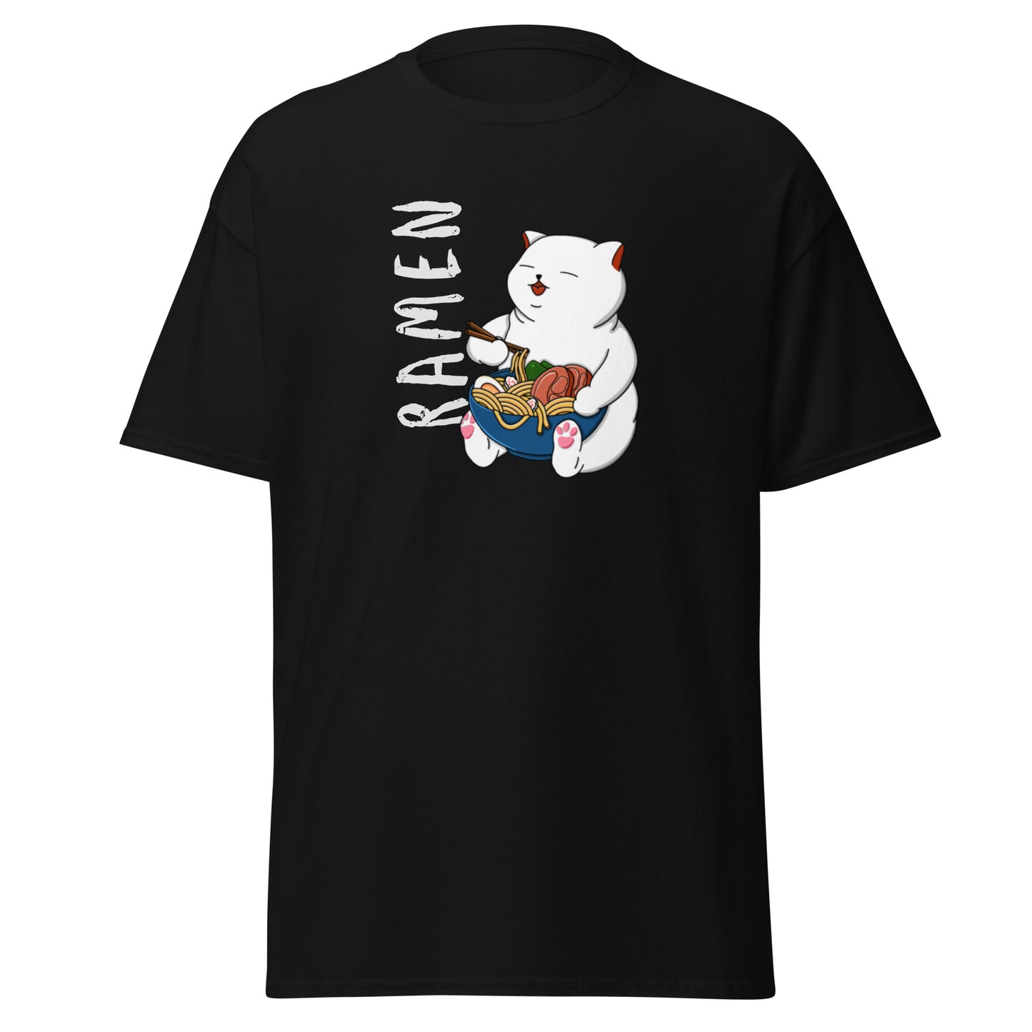 Unisex Short Sleeve Tee White Ramen Cat