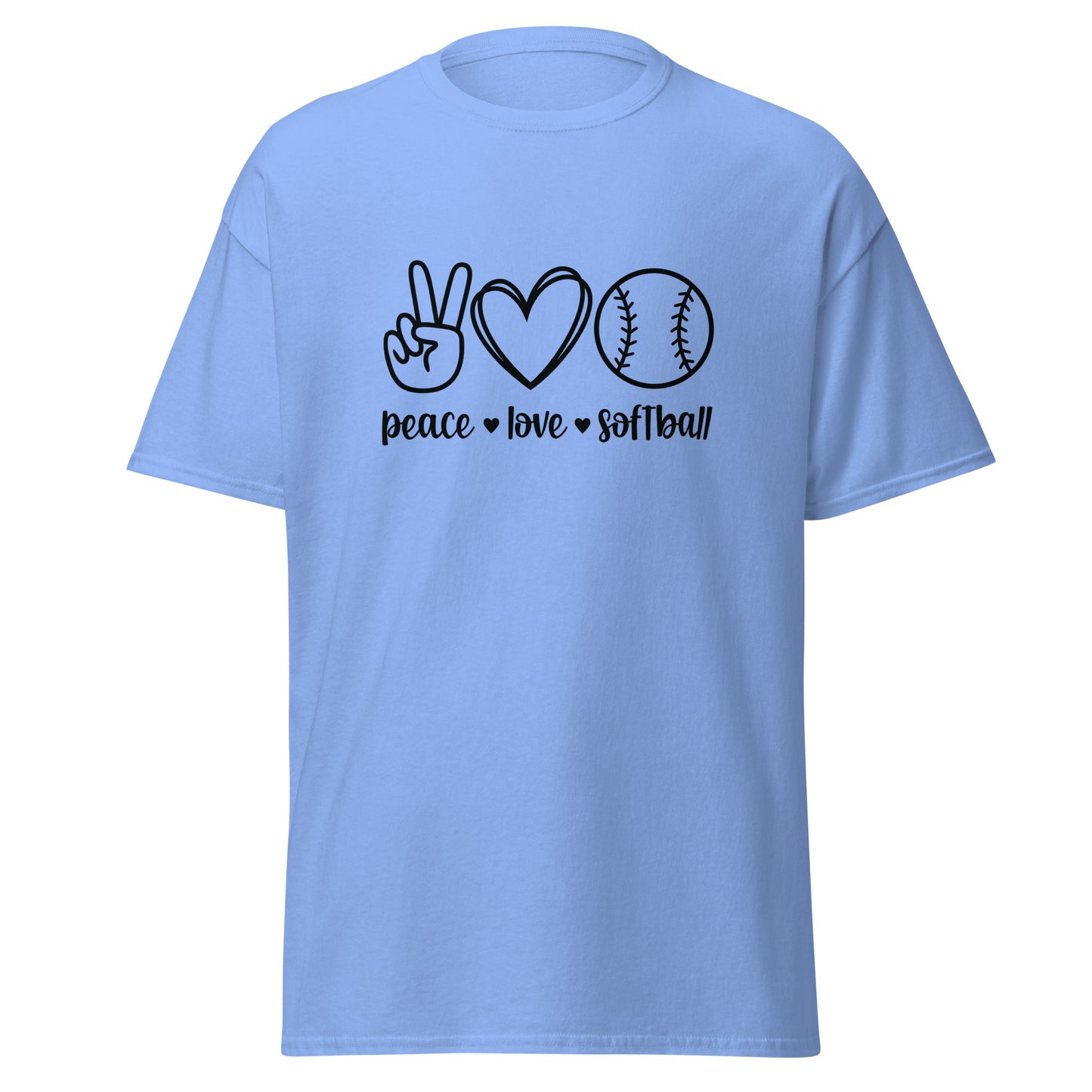 Unisex Short Sleeve Tee Peace Love Softball