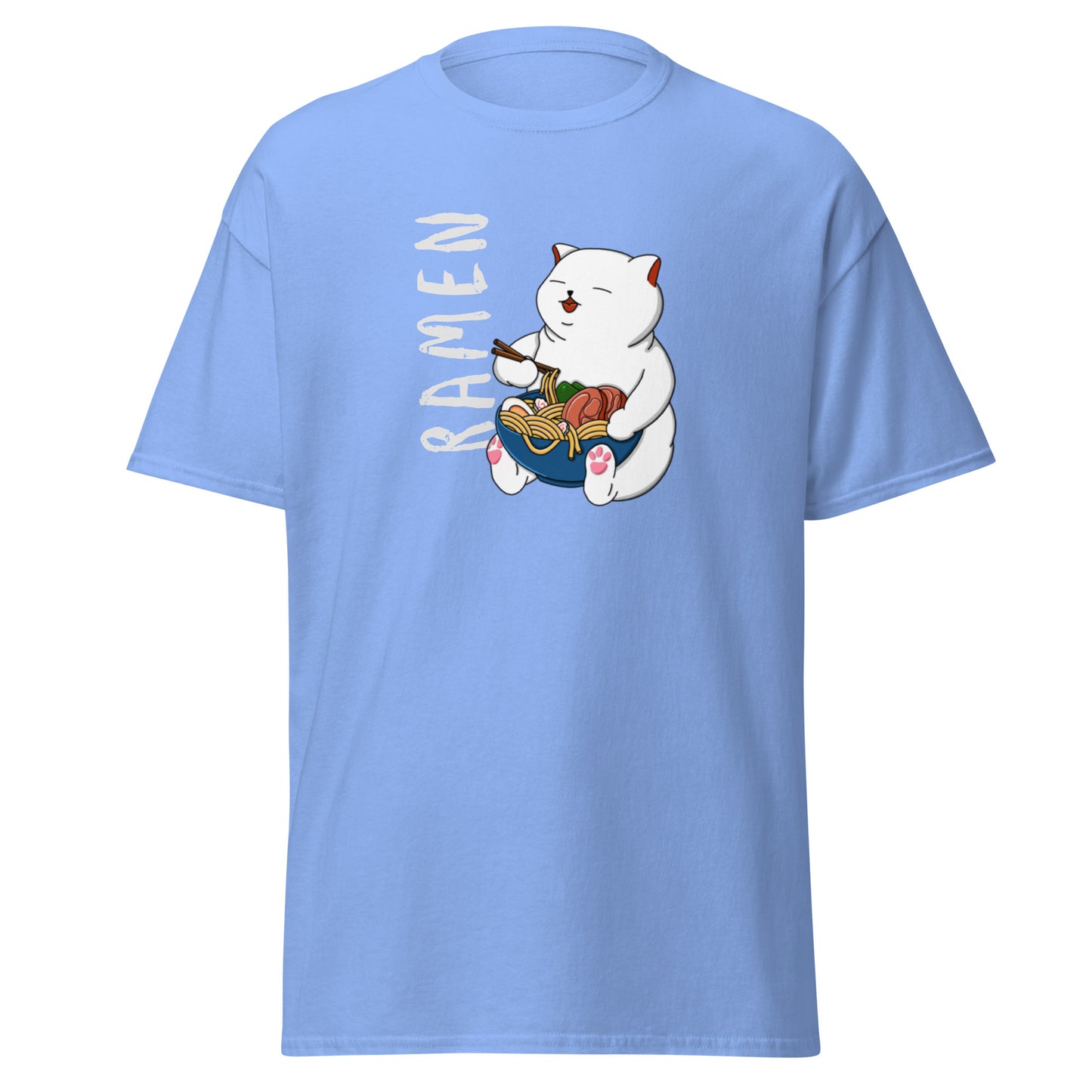 Unisex Short Sleeve Tee White Ramen Cat