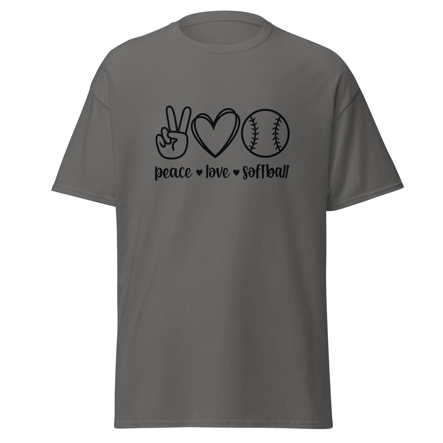 Unisex Short Sleeve Tee Peace Love Softball