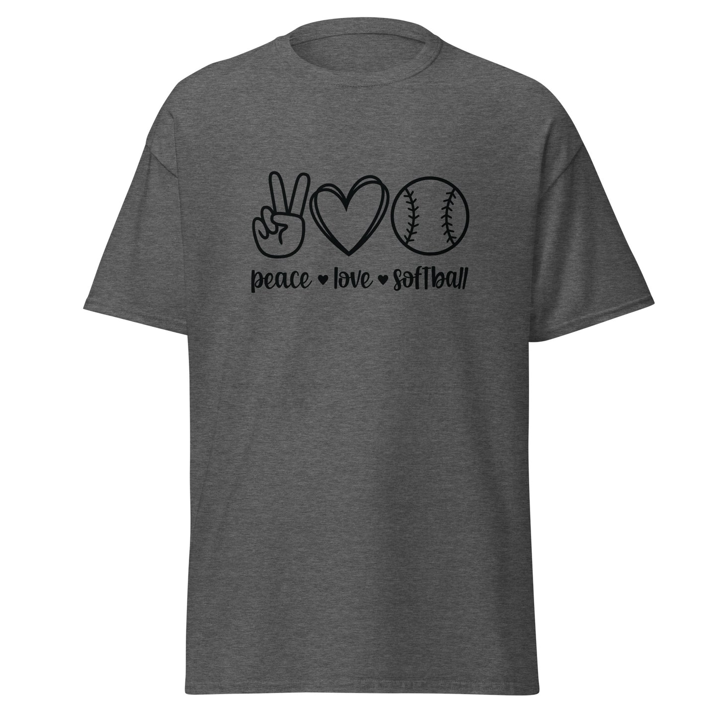 Unisex Short Sleeve Tee Peace Love Softball