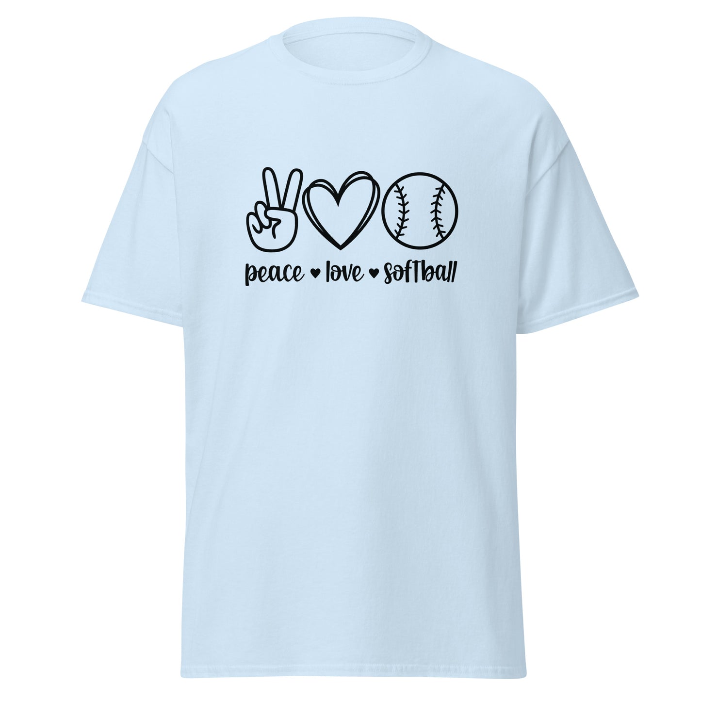 Unisex Short Sleeve Tee Peace Love Softball