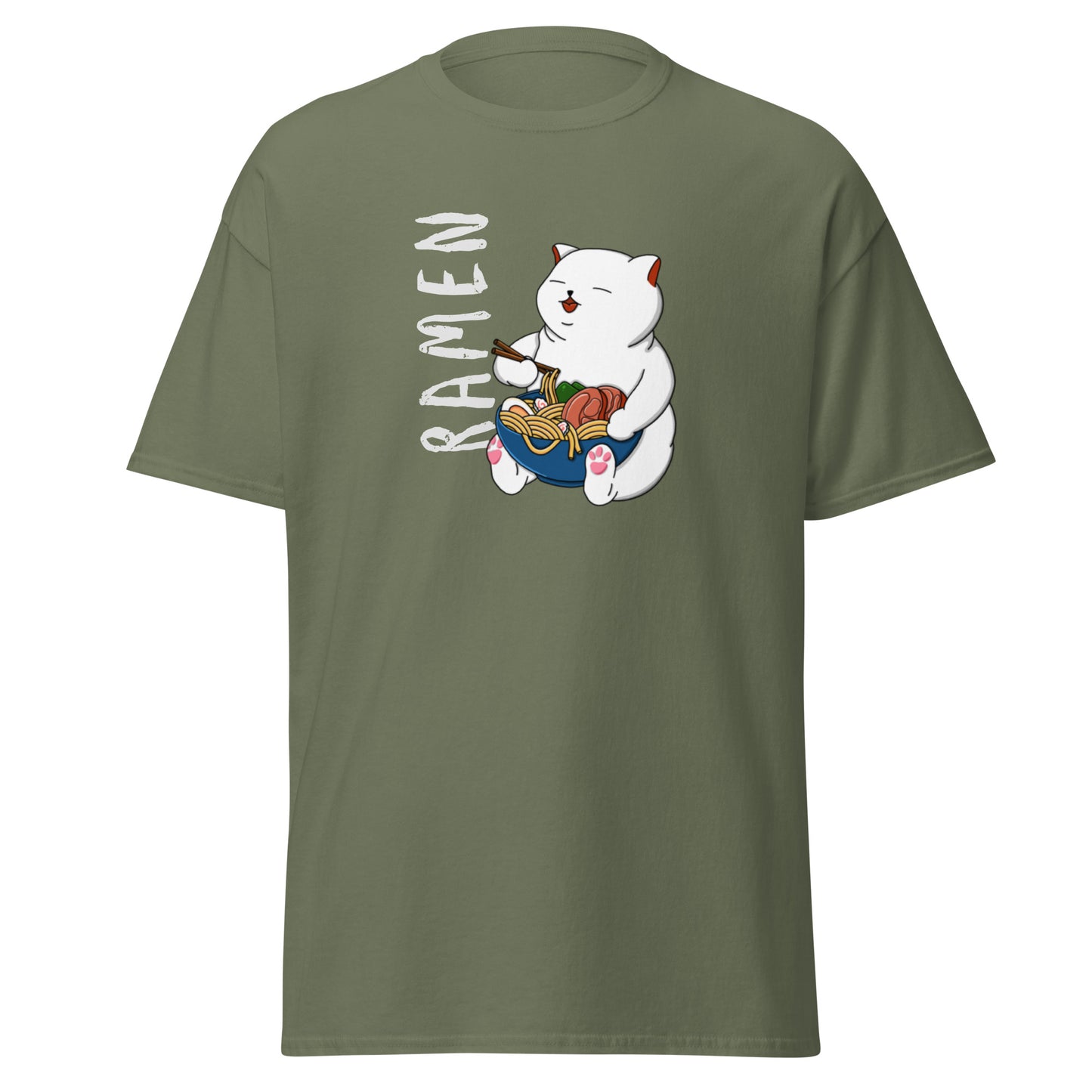 Unisex Short Sleeve Tee White Ramen Cat