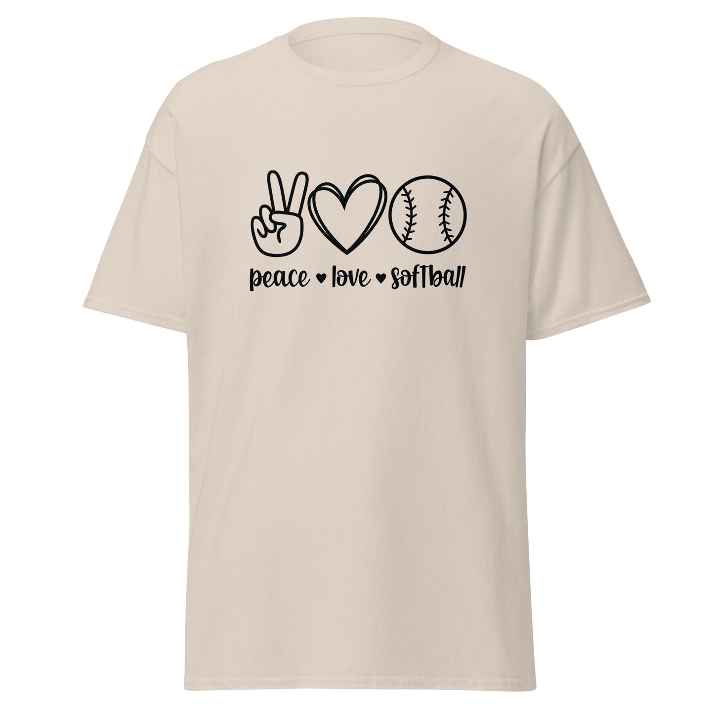 Unisex Short Sleeve Tee Peace Love Softball