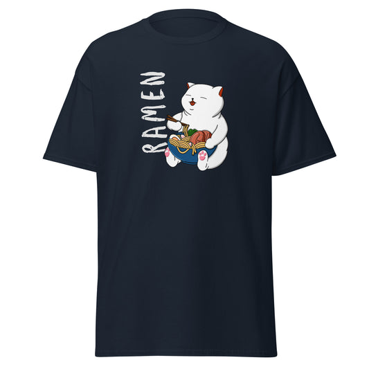 Unisex Short Sleeve Tee White Ramen Cat