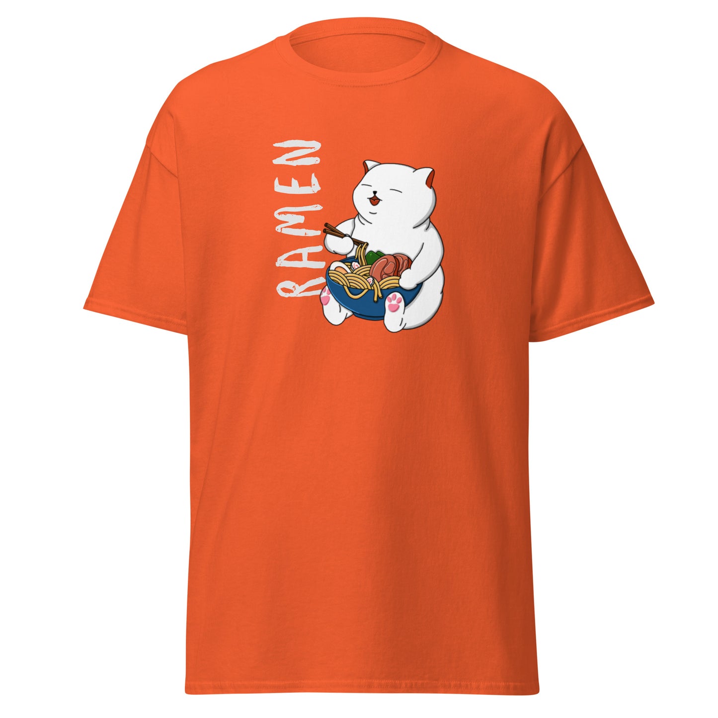 Unisex Short Sleeve Tee White Ramen Cat