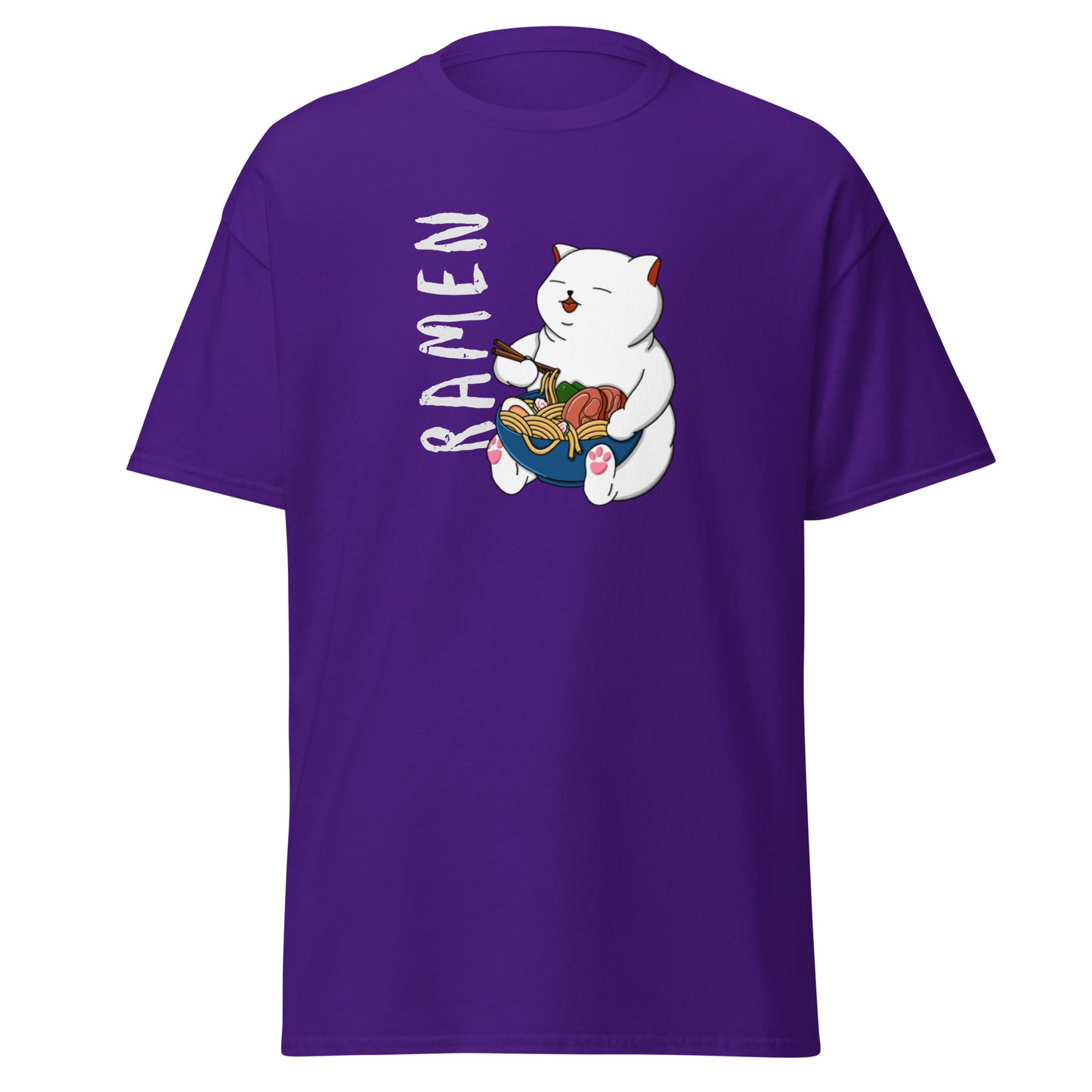 Unisex Short Sleeve Tee White Ramen Cat