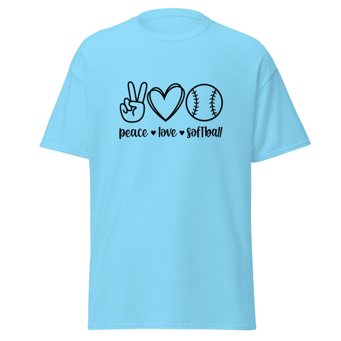 Unisex Short Sleeve Tee Peace Love Softball