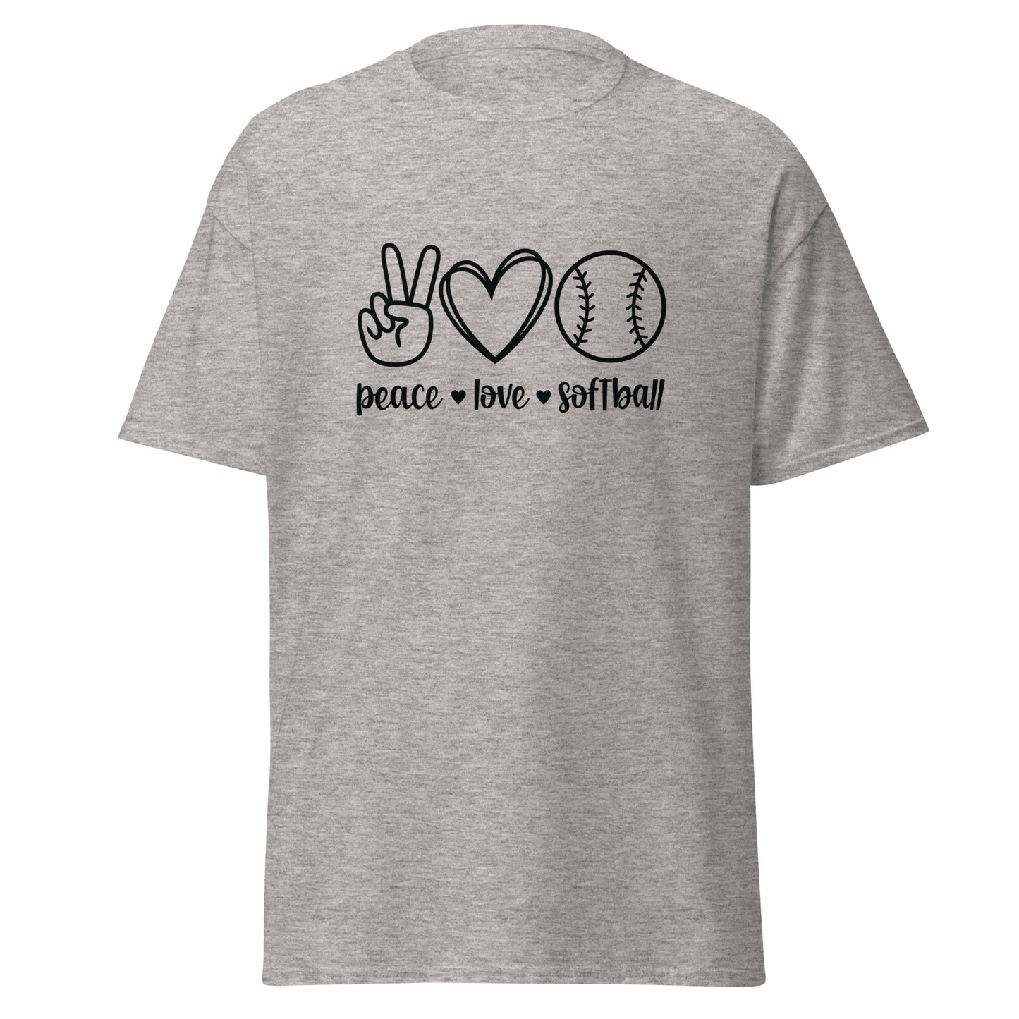 Unisex Short Sleeve Tee Peace Love Softball