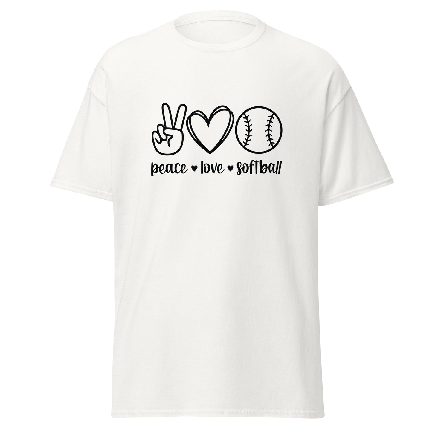 Unisex Short Sleeve Tee Peace Love Softball