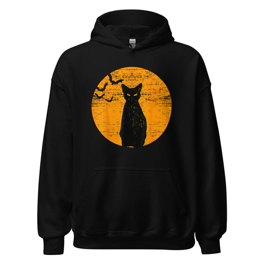 Unisex Hoodie Vintage Black Cat Moon