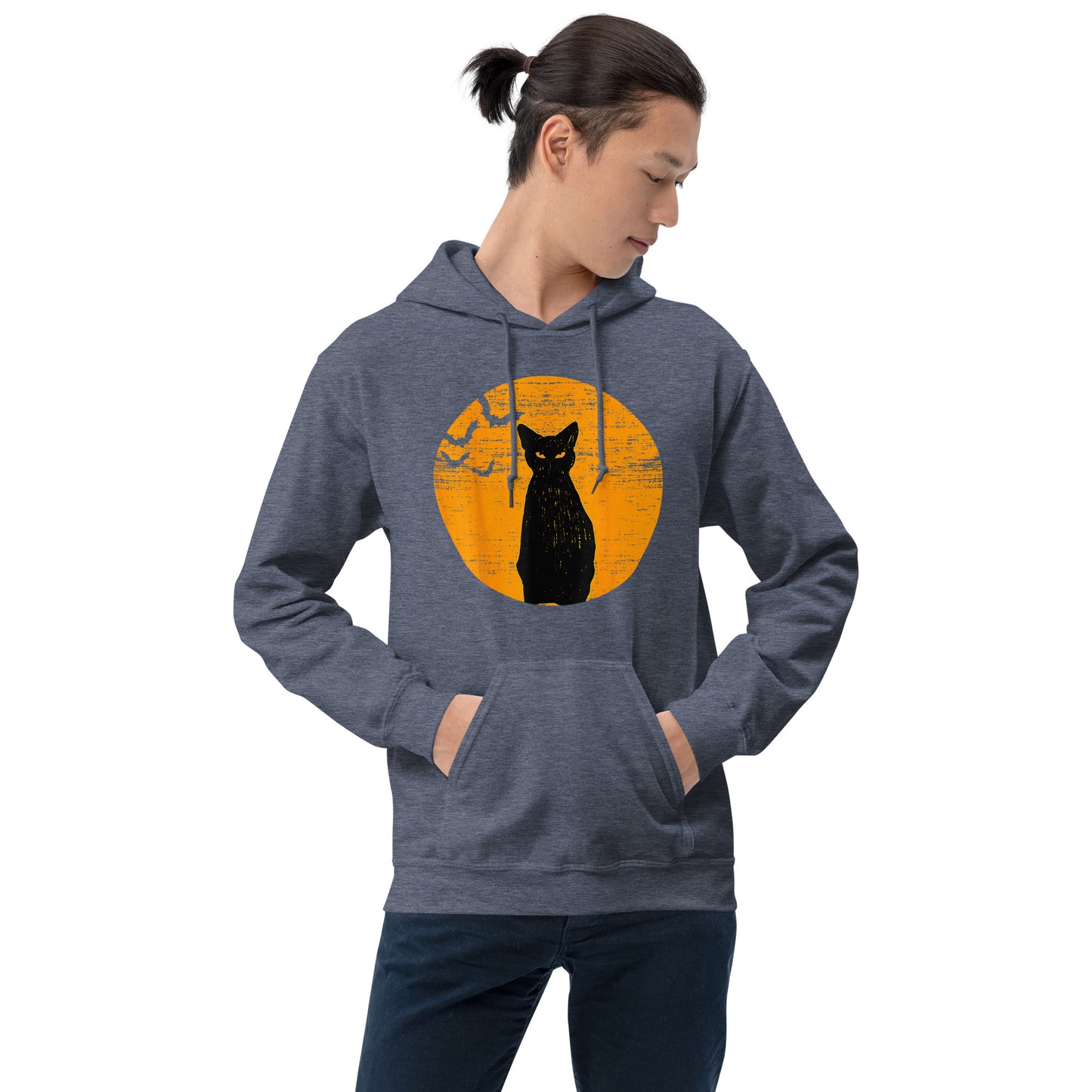 Unisex Hoodie Vintage Black Cat Moon