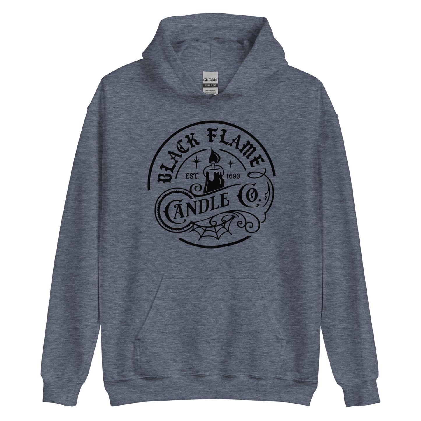 Unisex Hoodie Black Flame Candle Co Black Ink