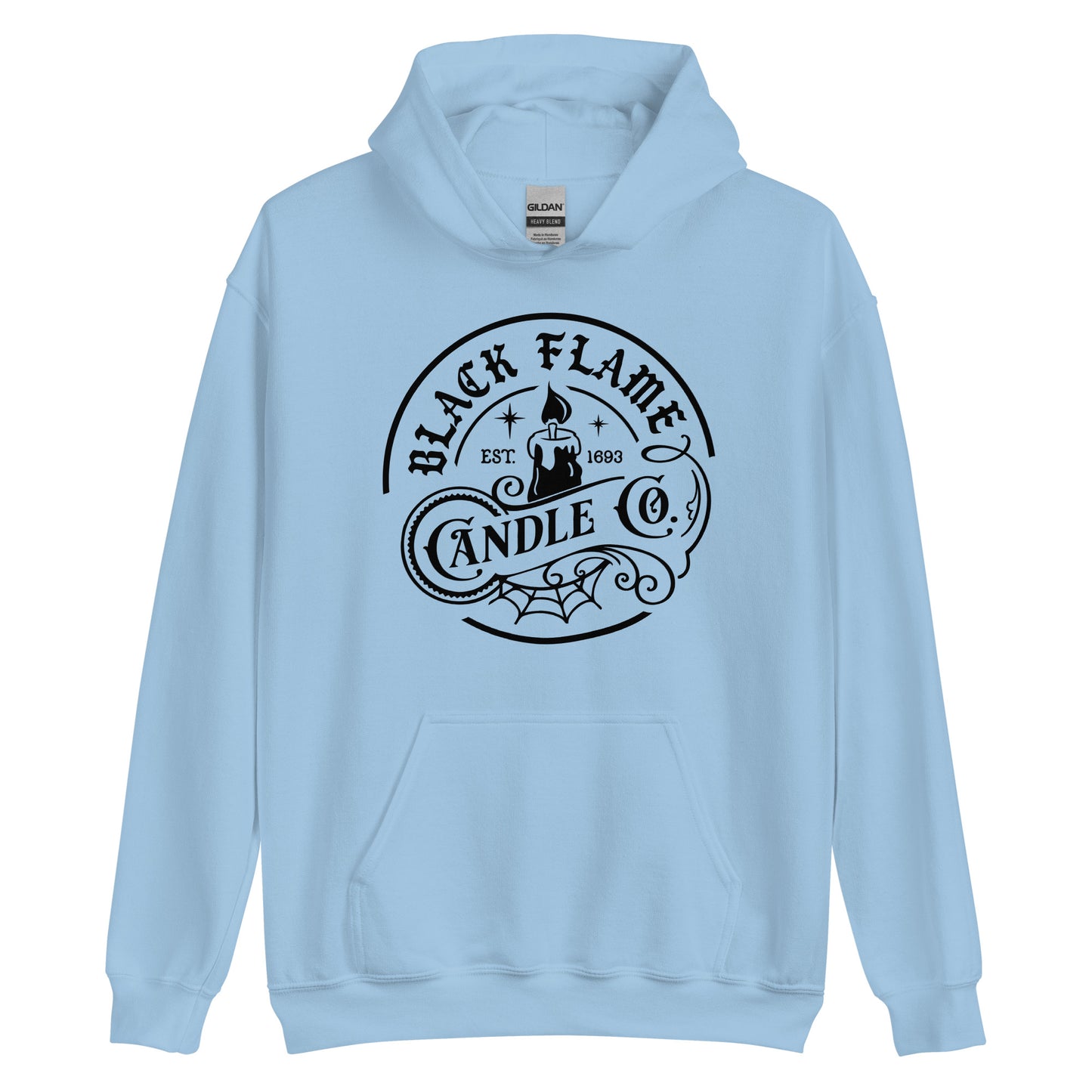 Unisex Hoodie Black Flame Candle Co Black Ink