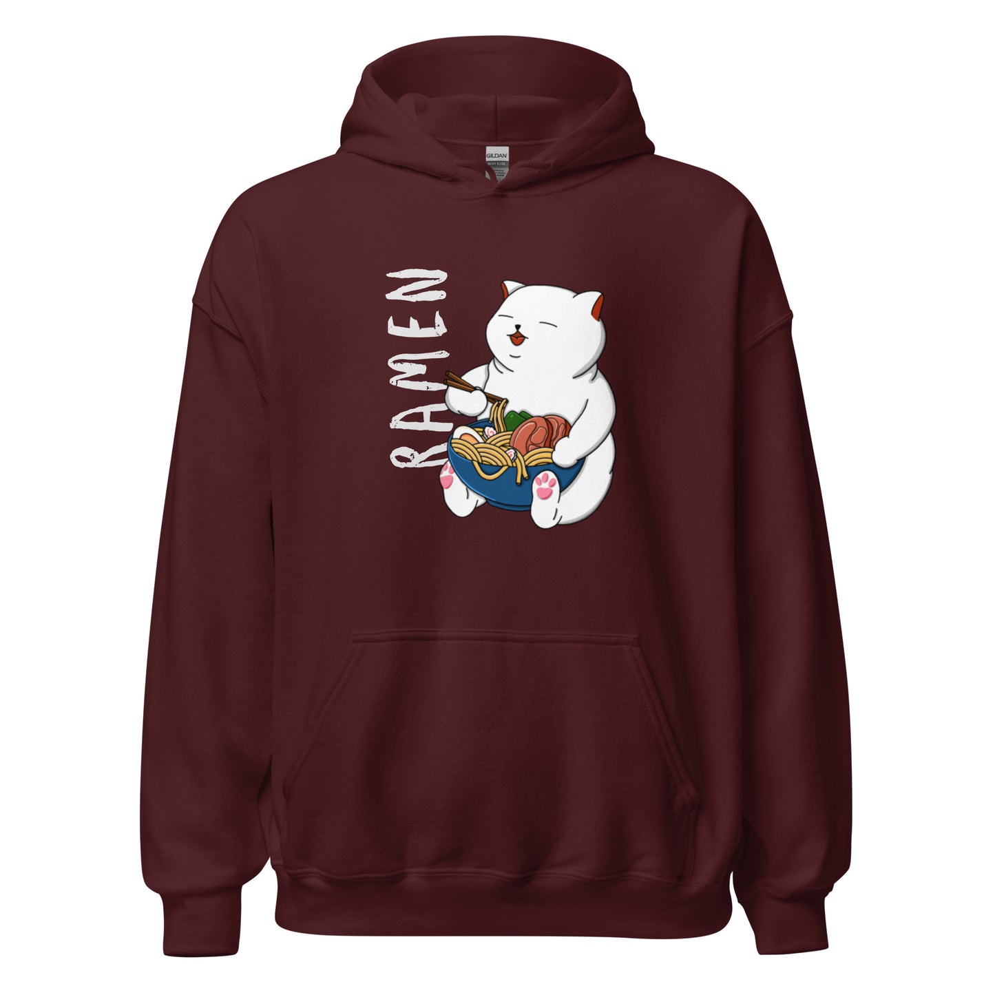 Unisex Hoodie White Ramen Cat