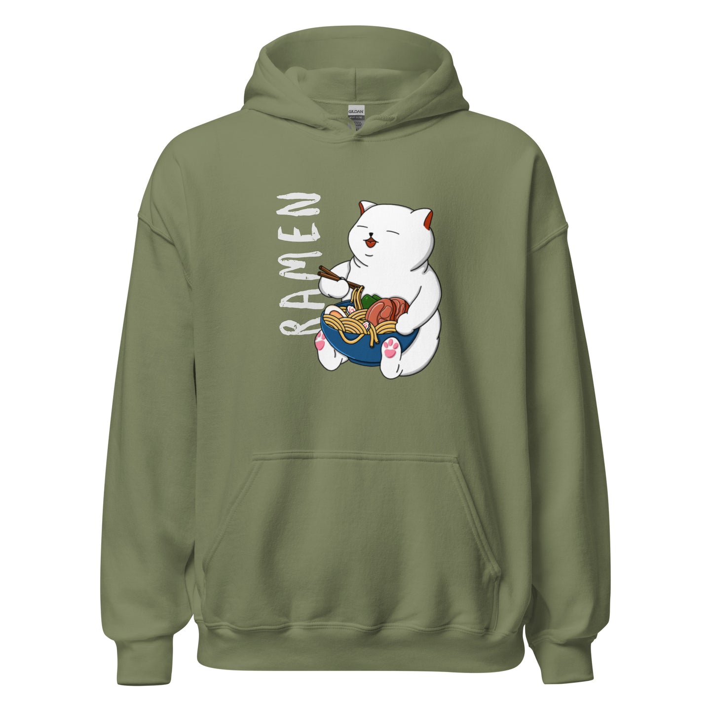 Unisex Hoodie White Ramen Cat