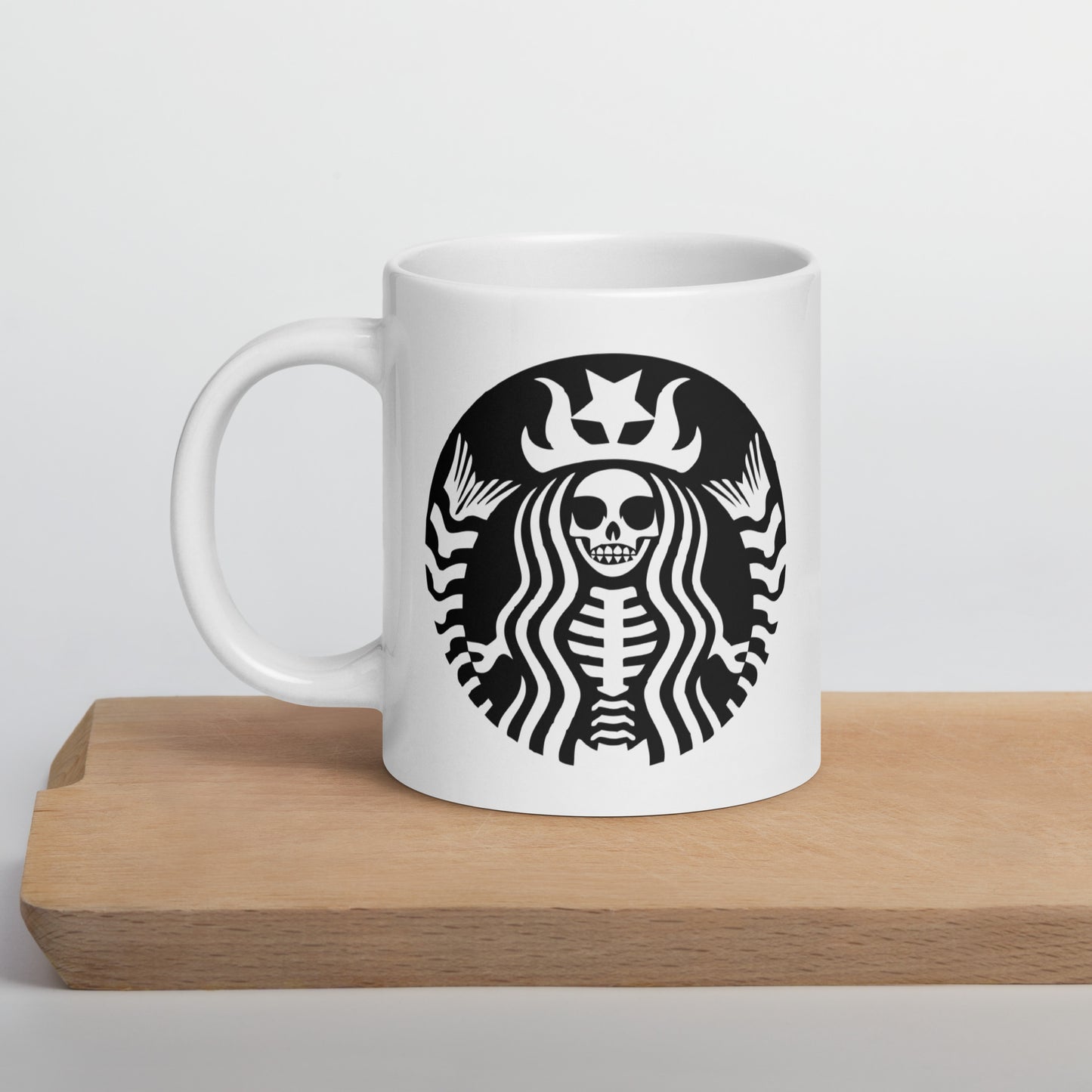 White Glossy 15oz Mug Starbux Skellie