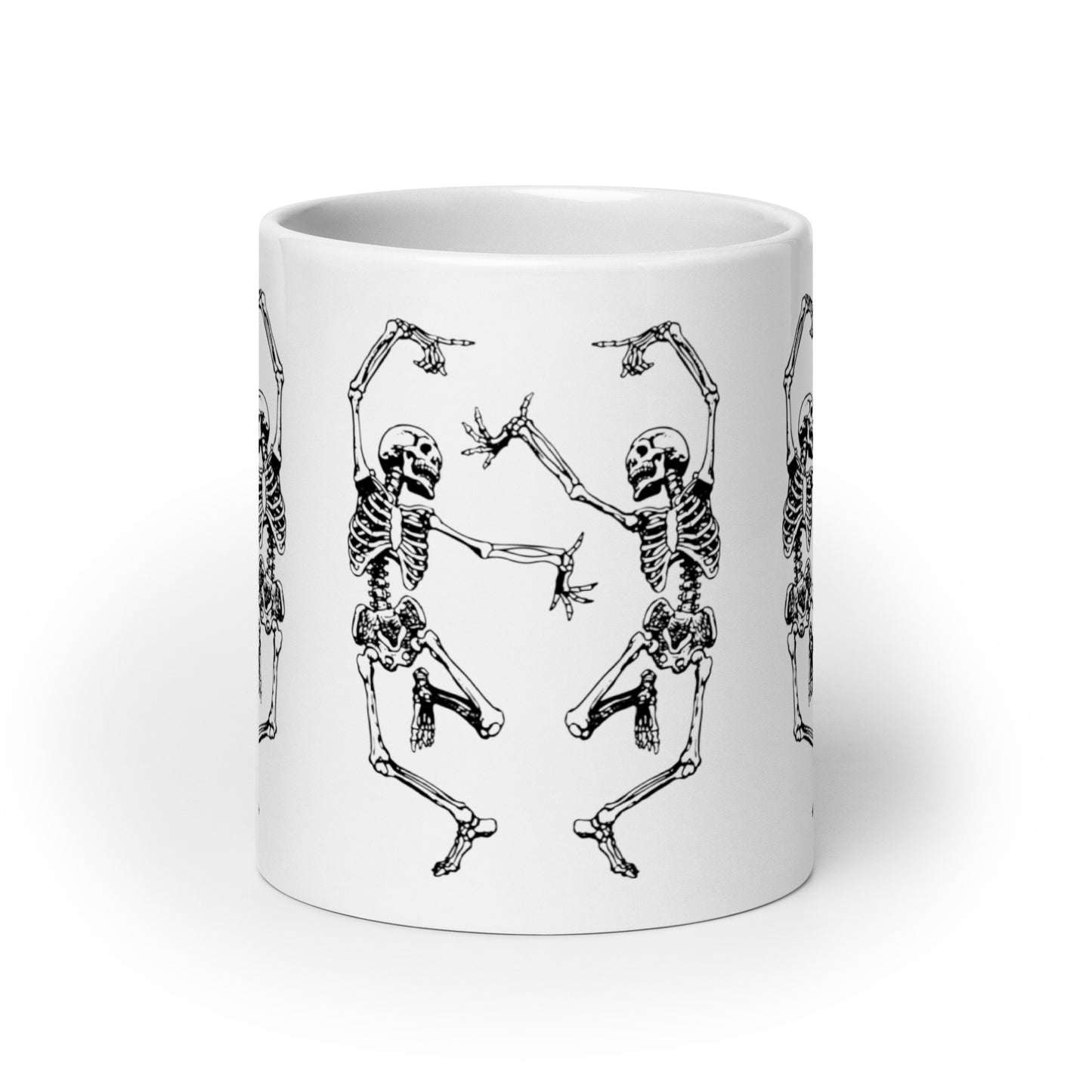 White Glossy 20oz Mug Dancing Skeletons