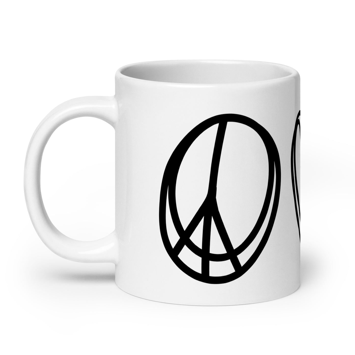 White Glossy 20oz Mug Peace Love Pumpkin Spice