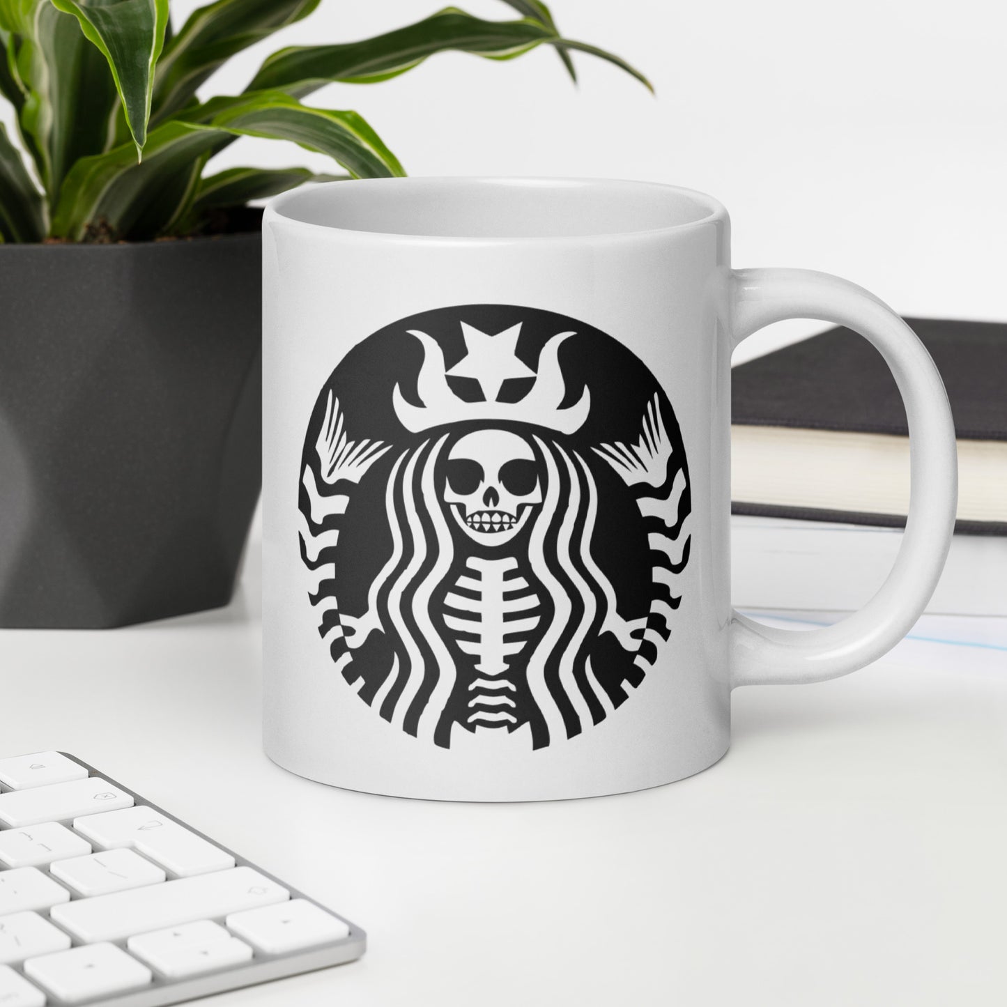 White Glossy 15oz Mug Starbux Skellie