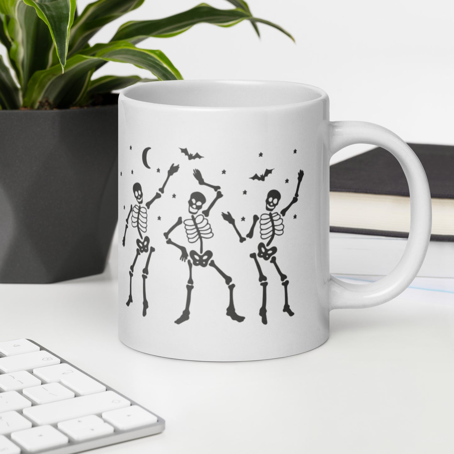 White Glossy 15oz Mug Dancing Skellies