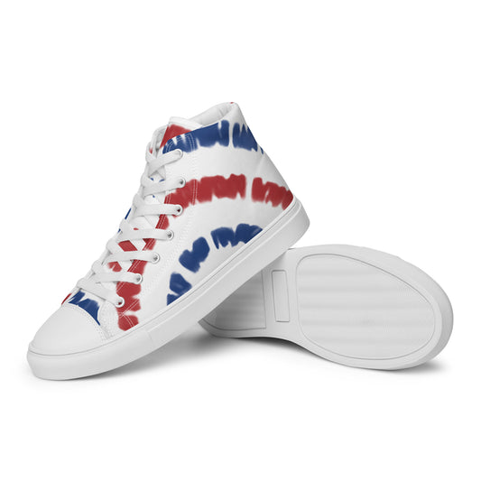 Women’s High Top Canvas Shoes Red White and Blue Tie Dye