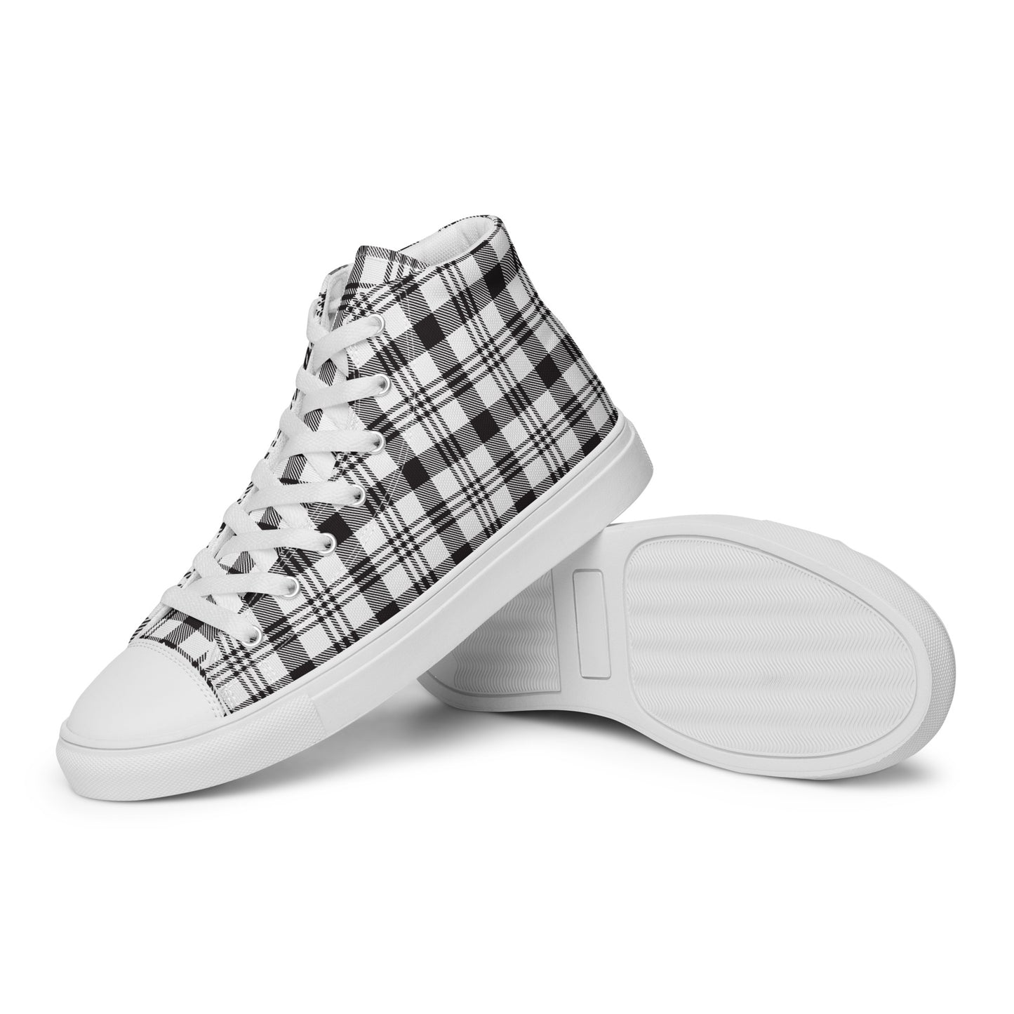 Women’s High Top Canvas Shoes Black Plaid