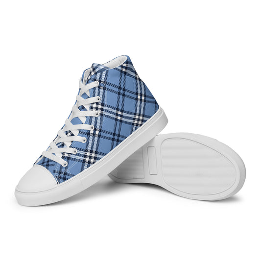 Women’s High Top Canvas Shoes Blue Plaid