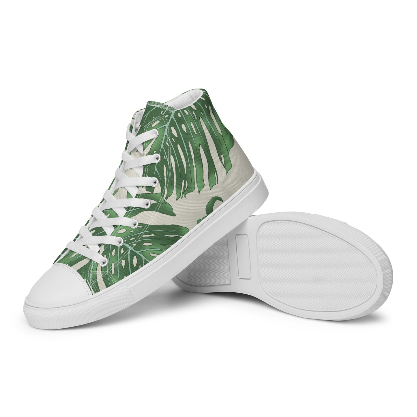 Women’s High Top Canvas Shoes Monstera Leaves