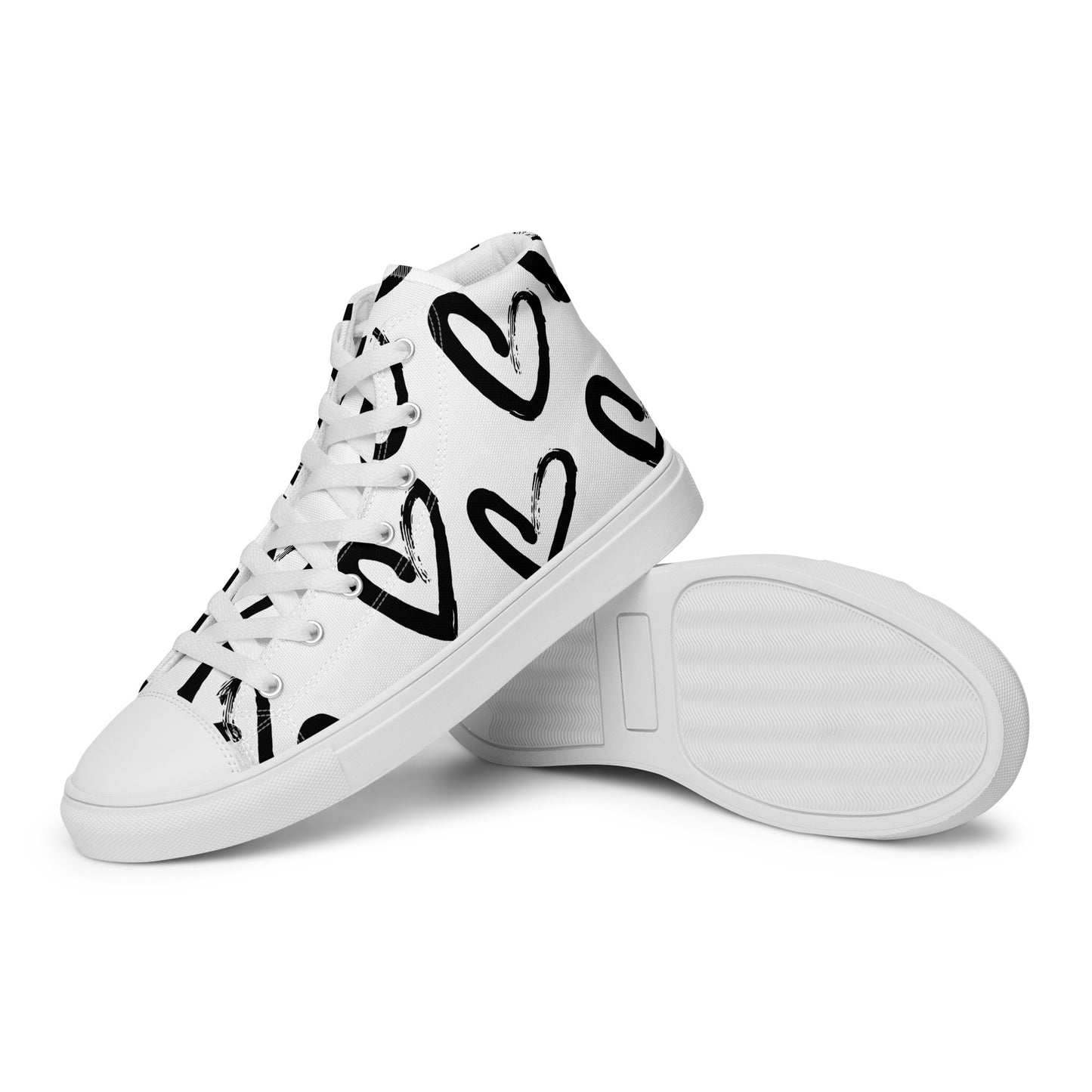 Women’s High Top Canvas Shoes Black Hearts