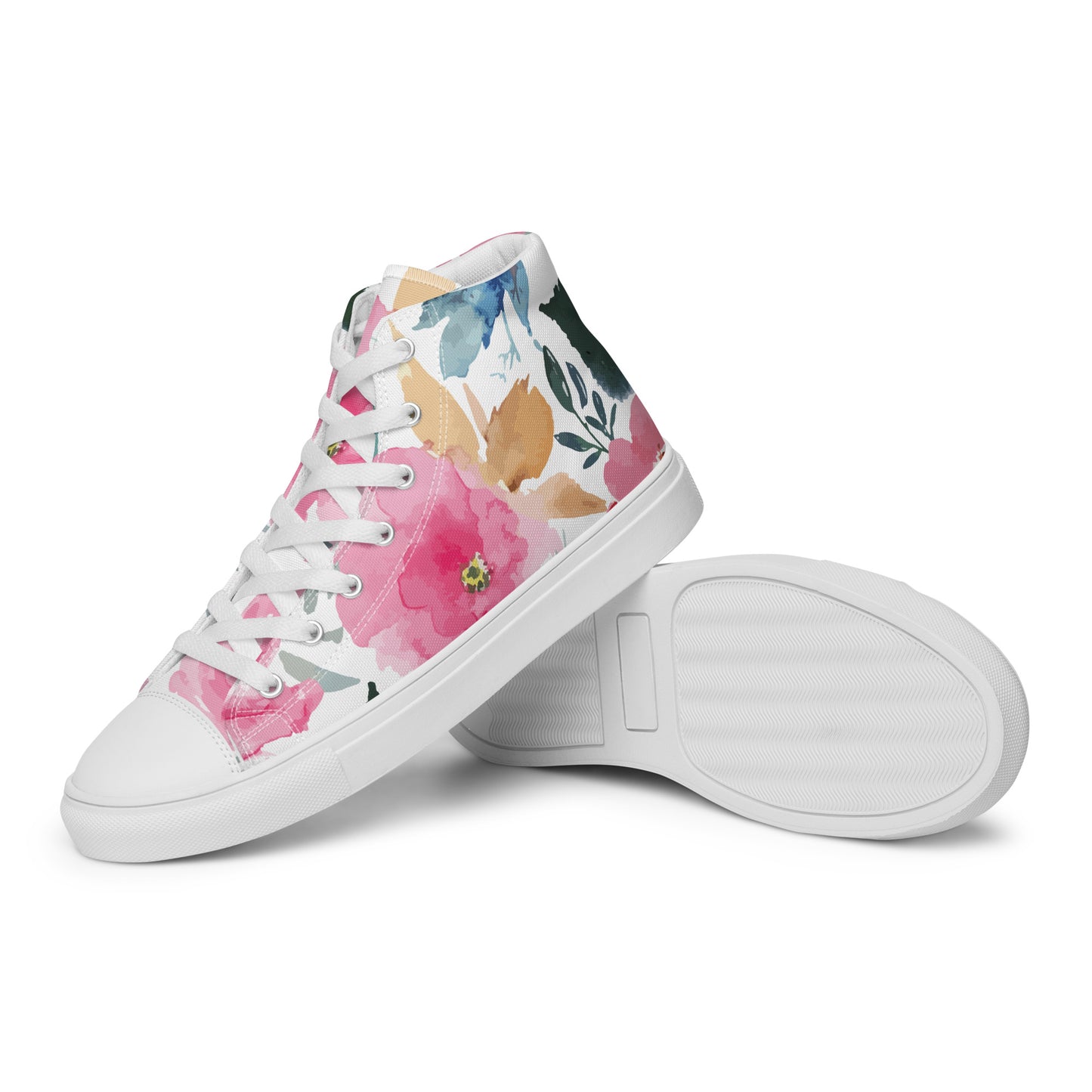 Women’s High Top Canvas Shoes Pink Floral