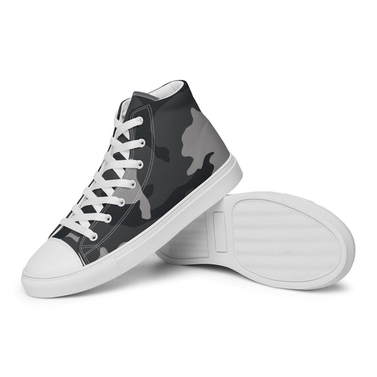 Women’s High Top Canvas Shoes Black and Gray Camo