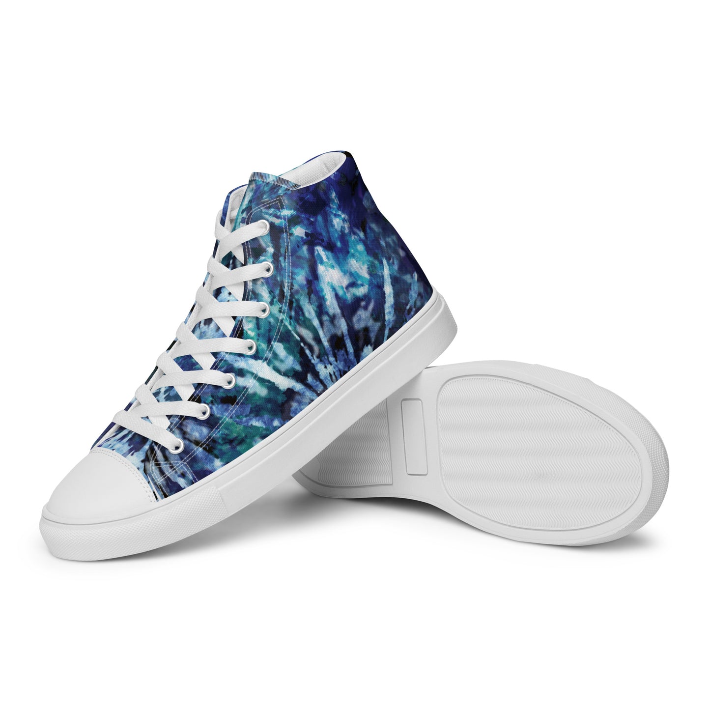 Women’s High Top Canvas Shoes Blue Starburst Tie Dye