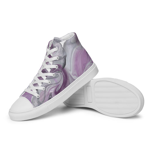 Women’s High Top Canvas Shoes Purple and Gray Marbled