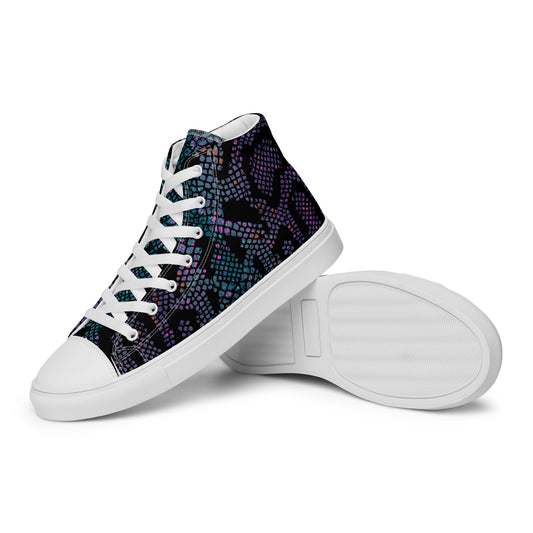 Women’s High Top Canvas Shoes Prismatic Black Snakeskin